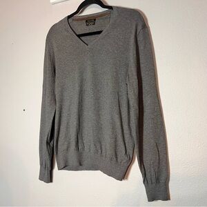 Massimo Dutti V-Neck Sweater Mens Size Medium Cotton Silk Cashmere Elbow Patches